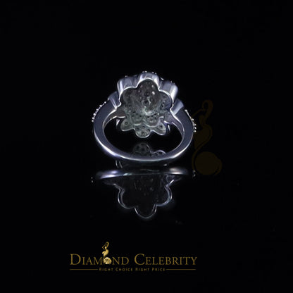 DiamondCelebritees 925 Sterling Silver White 2.10ct Cubic ZirconiaWide Flower Womens Ring Size7.5