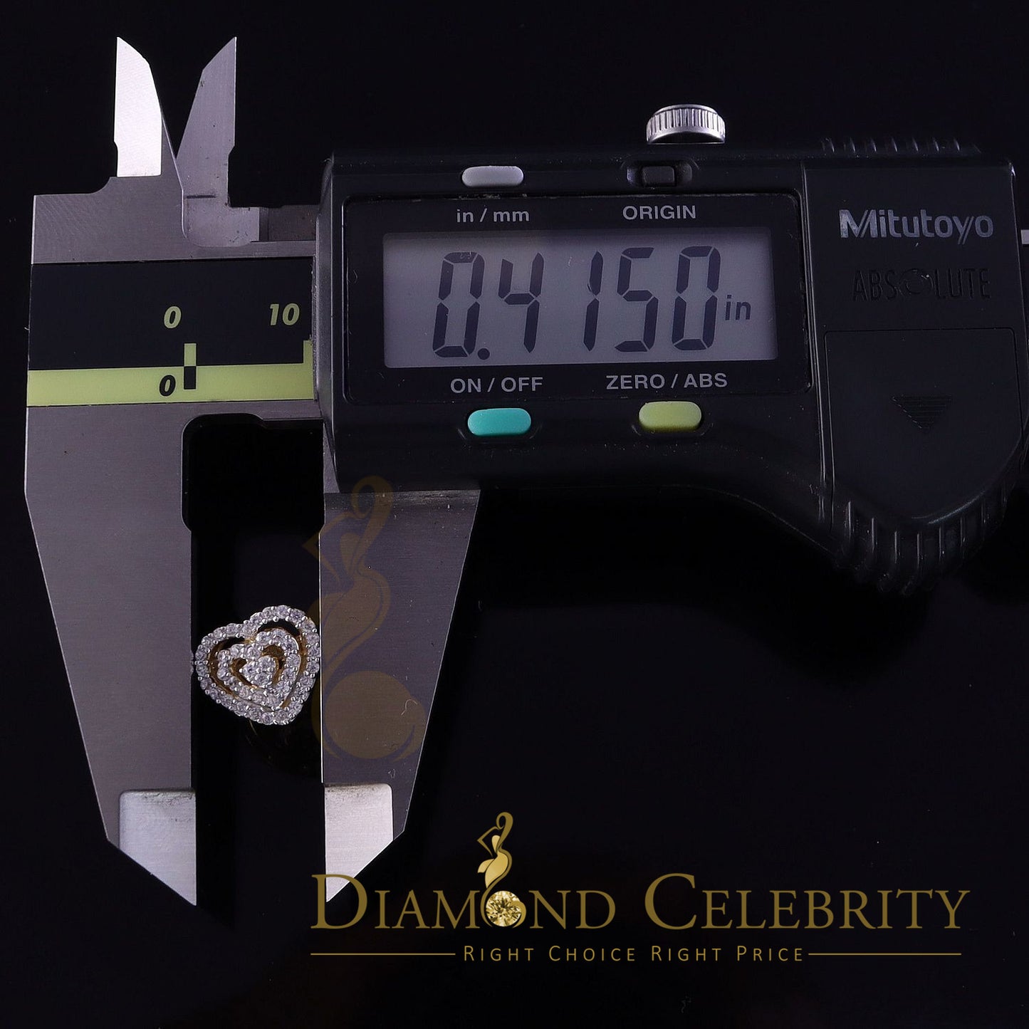 DiamondCelebritees  1.07ct Cubic Zirconia 925 Yellow Silver Women's & Men's Hip Hop Heart Earrings