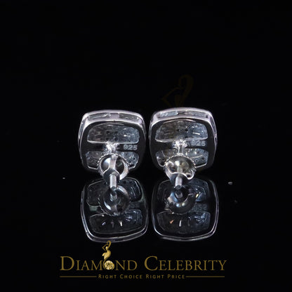 Diamondcelebritees White Square 925 Silver 1.00ct VVS 'D' Moissanite Stud Earring Men's/Womens