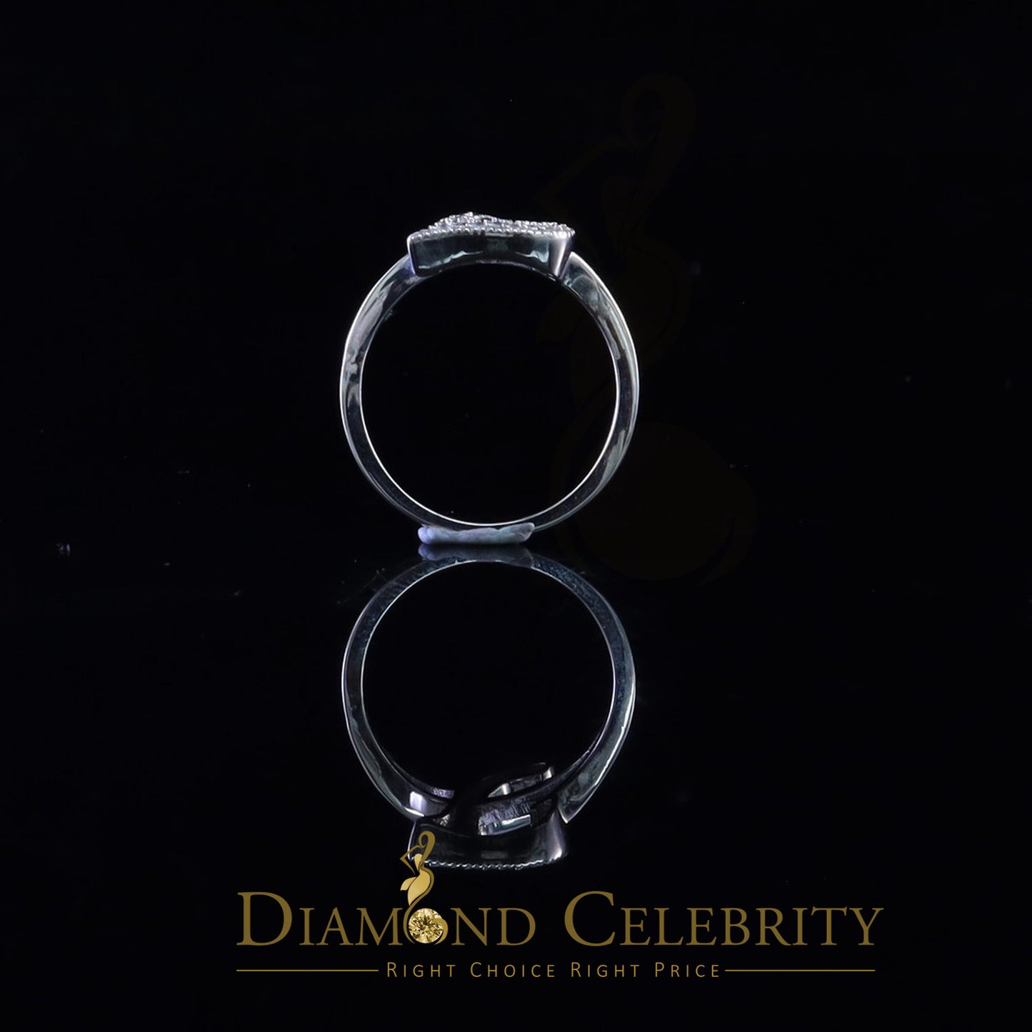 DiamondCelebritees Cubic Zirconia 0.10ct Alphabet L Women's And White Silver Ring Size 7