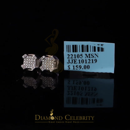 Diamondcelebritees Men's/Womens 925 Silver White 0.25ct VVS 'D' Moissanite Square Stud Earrings