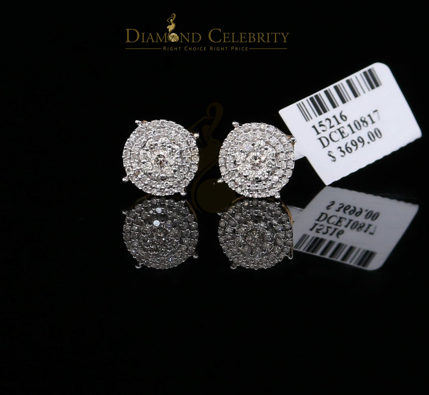 DiamondCelebritees 10K Real Yellow Gold with 0.80CT Real Diamond Men's/Women's Stud Earrings