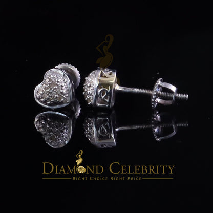 DiamondCelebritees 0.05cts Silver Diamond 925 Sterling White Heart Shape Stud Earrings For Women's