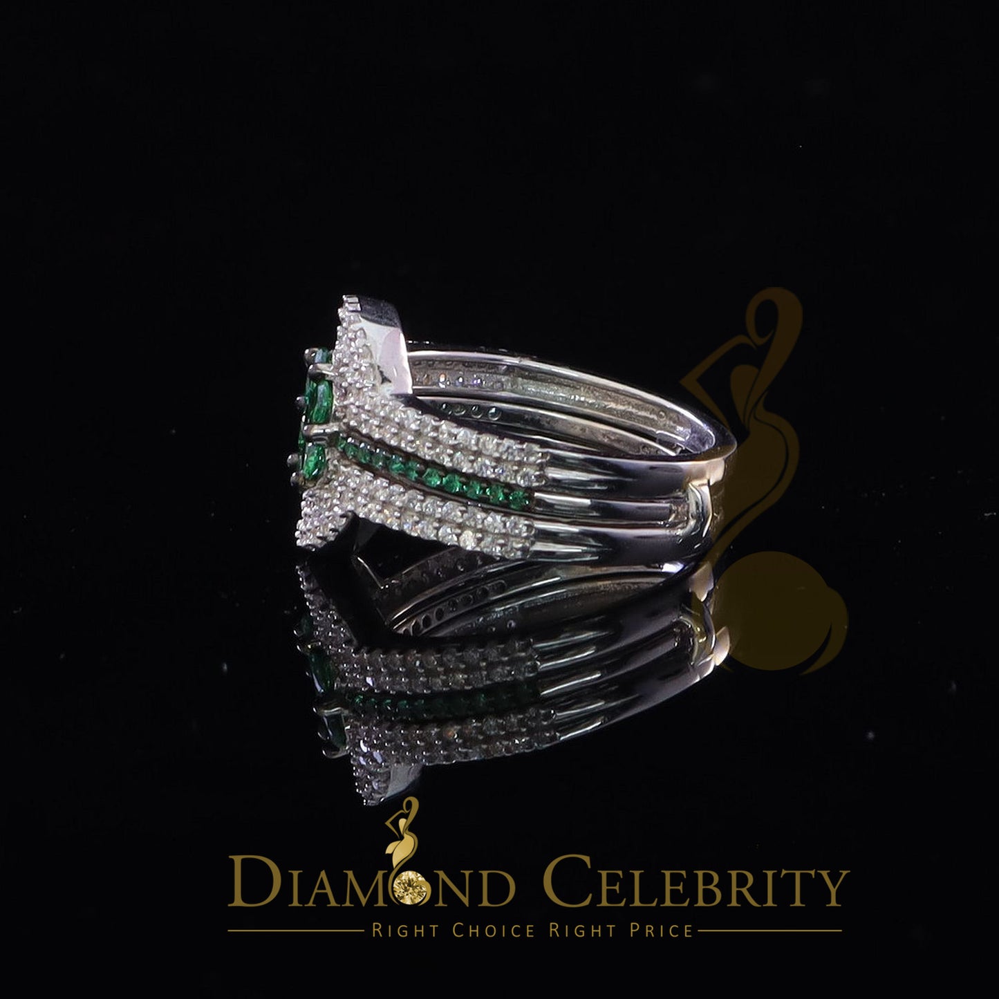 DiamondCelebritees 925 Sterling White Silver 2.50ct Floral Shape Cubic Zirconia Women's Ring Size 7