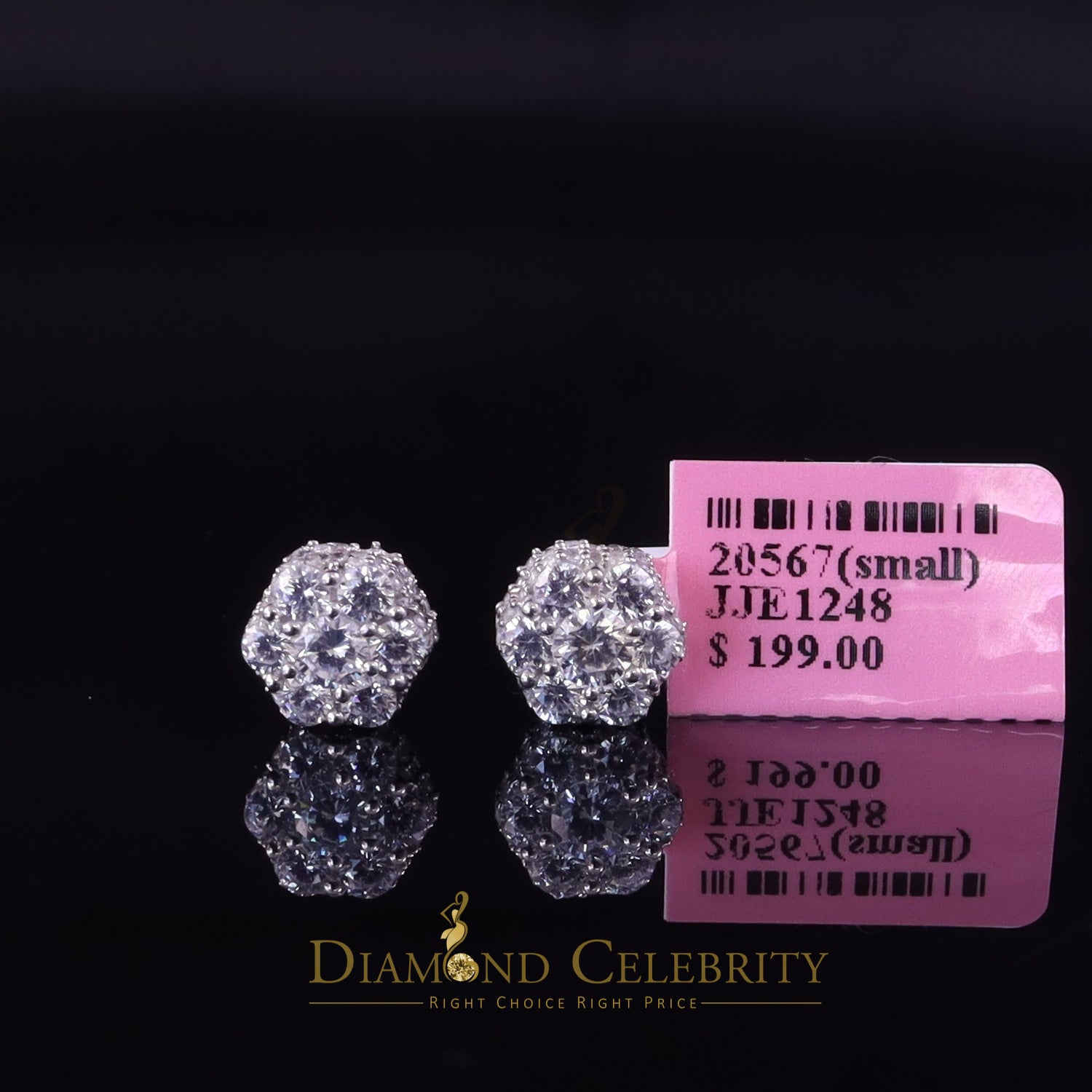 DiamondCelebritees  1.50ct Cubic Zirconia 925 White Silver Sterling Hip Hop Floral Women's Earrings