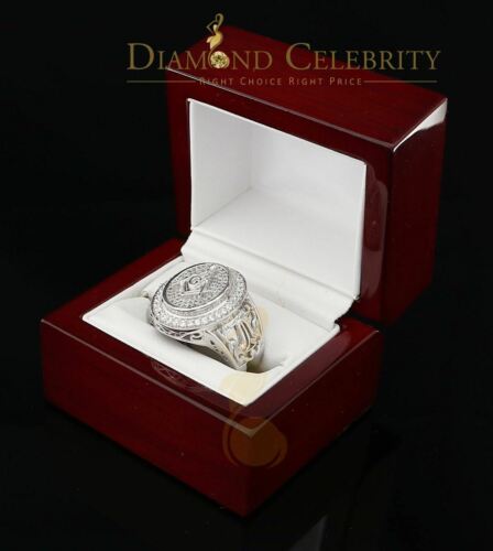 DiamondCelebritees 925 Silver White 1.75ct Cubic Zirconia Oval Wide Band Cocktail Men's Ring SZ 10