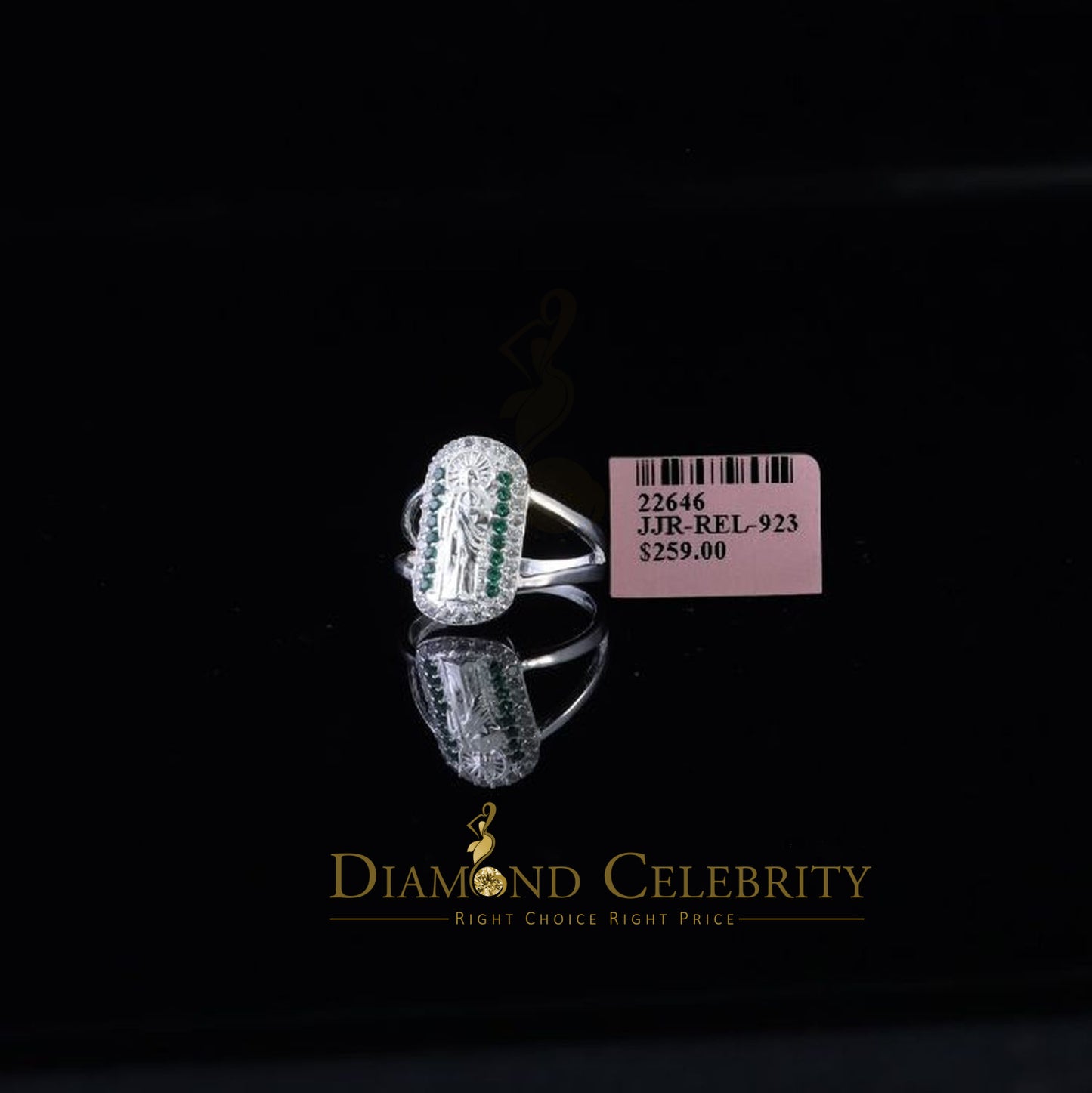 DiamondCelebritees Religious White 925 Sterling Silver Cubic Zirconia St. Jude Women's Ring Size 8
