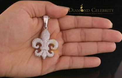 DiamondCelebritees White 925 Sterling Silver Fleur De Lis Shape Pendant with 4.59ct Cubic Zirconia