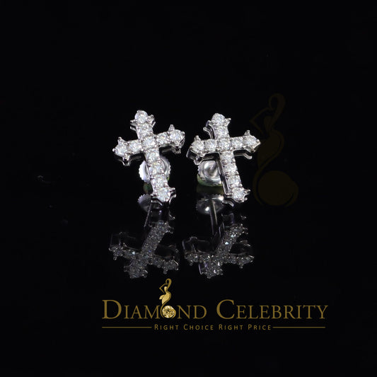 Diamondcelebritees 1.00ct Moissanite White 925 Sterling Silver Women's Cross Earrings