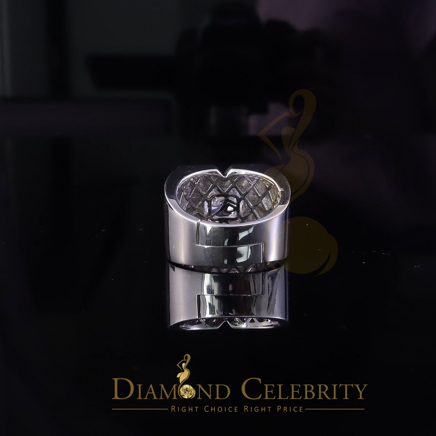 DiamondCelebritees 4.50ct Cubic Zirconia White 925 Silver Men's Adjustable Ring SZ From 9 to 11