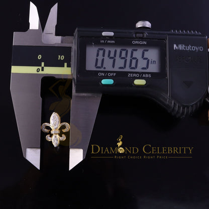DiamondCelebritees  925 Yellow Silver Ladies Fleur de Lis Screw Back 2.43ct Cubic Zirconia Earrings