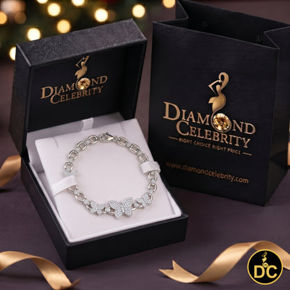 Diamondcelebritees 925 White Silver Multi Butterfly Link CZ Bracelet 1.69ct Cubic Zirconia SZ 7