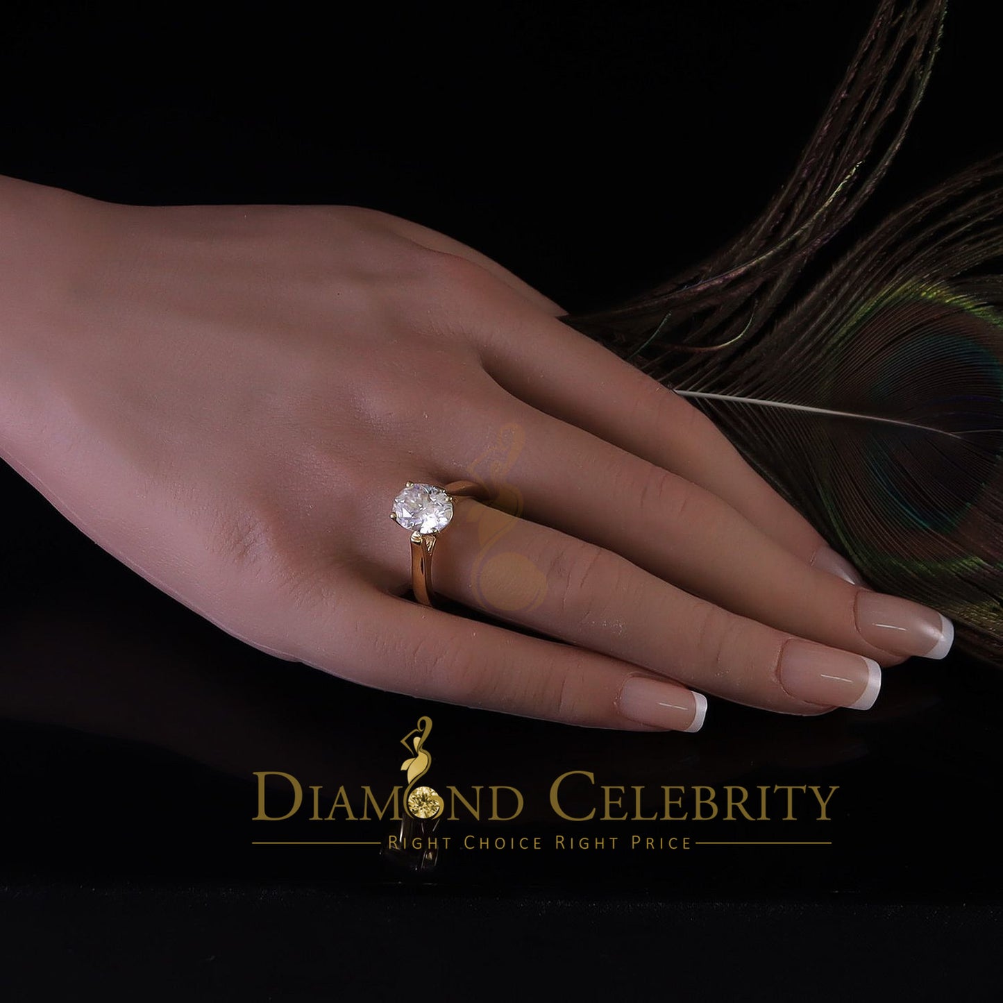 King Of Blings  10K Yellow Gold 2.00CT VVS' 'FL' D clr Oval Cut Solitaire Moissonite Ring S/7