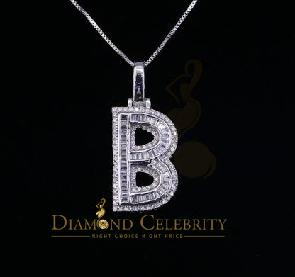DiamondCelebritees White Bugutte Initial All Alphabet Sterling Silver Pendant with Cubic Zirconia