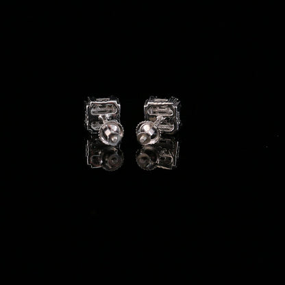 DiamondCelebritees  Hip Hop 925 White Sterling Silver 1.26ct Cubic Zirconia Women's Square Earrings