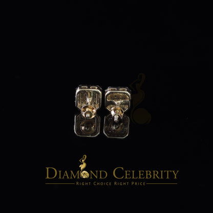 DiamondCelebritees  0.98ct Cubic Zirconia 925 Yellow Silver Women's & Men's Hip Hop Square Earrings