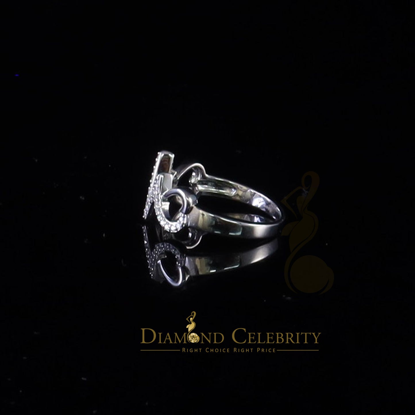 DiamondCelebritees Diamond Celebrity 0.50ct Cubic Zirconia White Silver Womens Hearts Ring Size 8