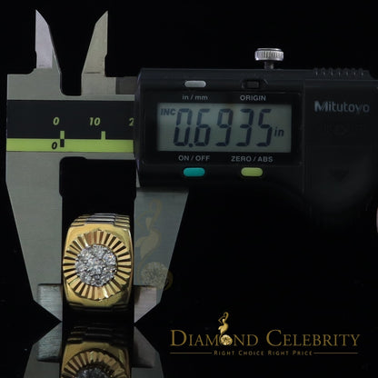 DiamondCelebritees Men's Yellow 925 Sterling Silver 1.80ct Round Cubic Zirconia Ring Size 8