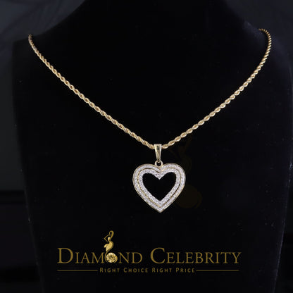 DiamondCelebritees  Real 0.10ct Diamond Sterling Silver HEART Yellow Charm Fashion Necklace Pendant