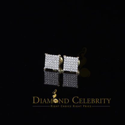 DiamondCelebritees  925 Sterling Yellow Silver 0.72ct Cubic Zirconia Square Womens Stud Earrings
