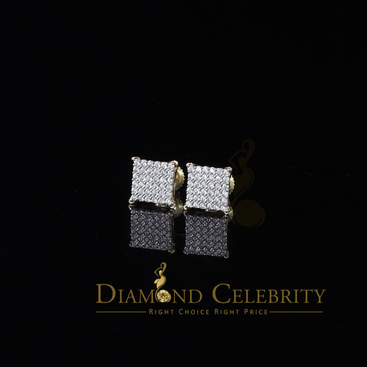 DiamondCelebritees  925 Sterling Yellow Silver 0.72ct Cubic Zirconia Square Womens Stud Earrings
