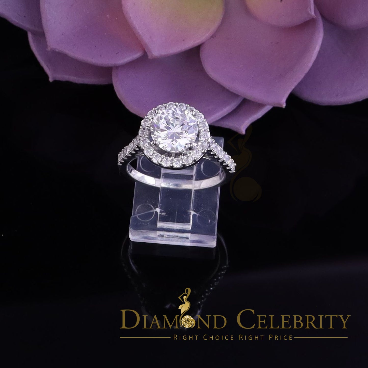 DiamondCelebritees 4.50ct Cubic Zirconia 925 White Silver Round Engagement Women's Ring Size 7