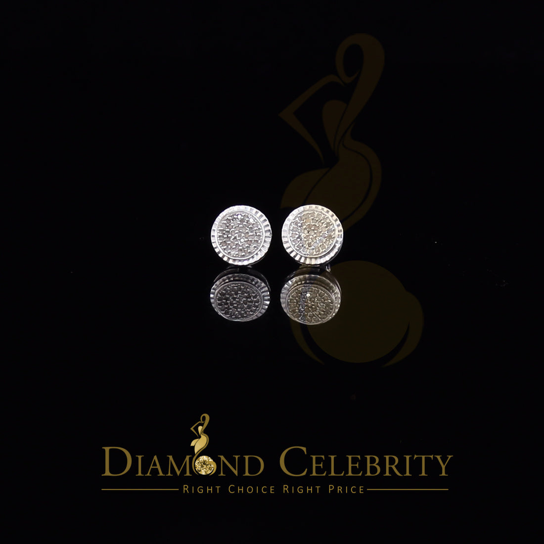 DiamondCelebritees 925 Sterling Silver 0.20 ct Diamond For Ladies & Men's White Stud Round Earrings