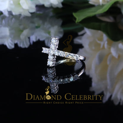 DiamondCelebritees 1.50ct Cubic Zirconia 925 Sterling White Silver Cross Womens Fashion Ring Size 8