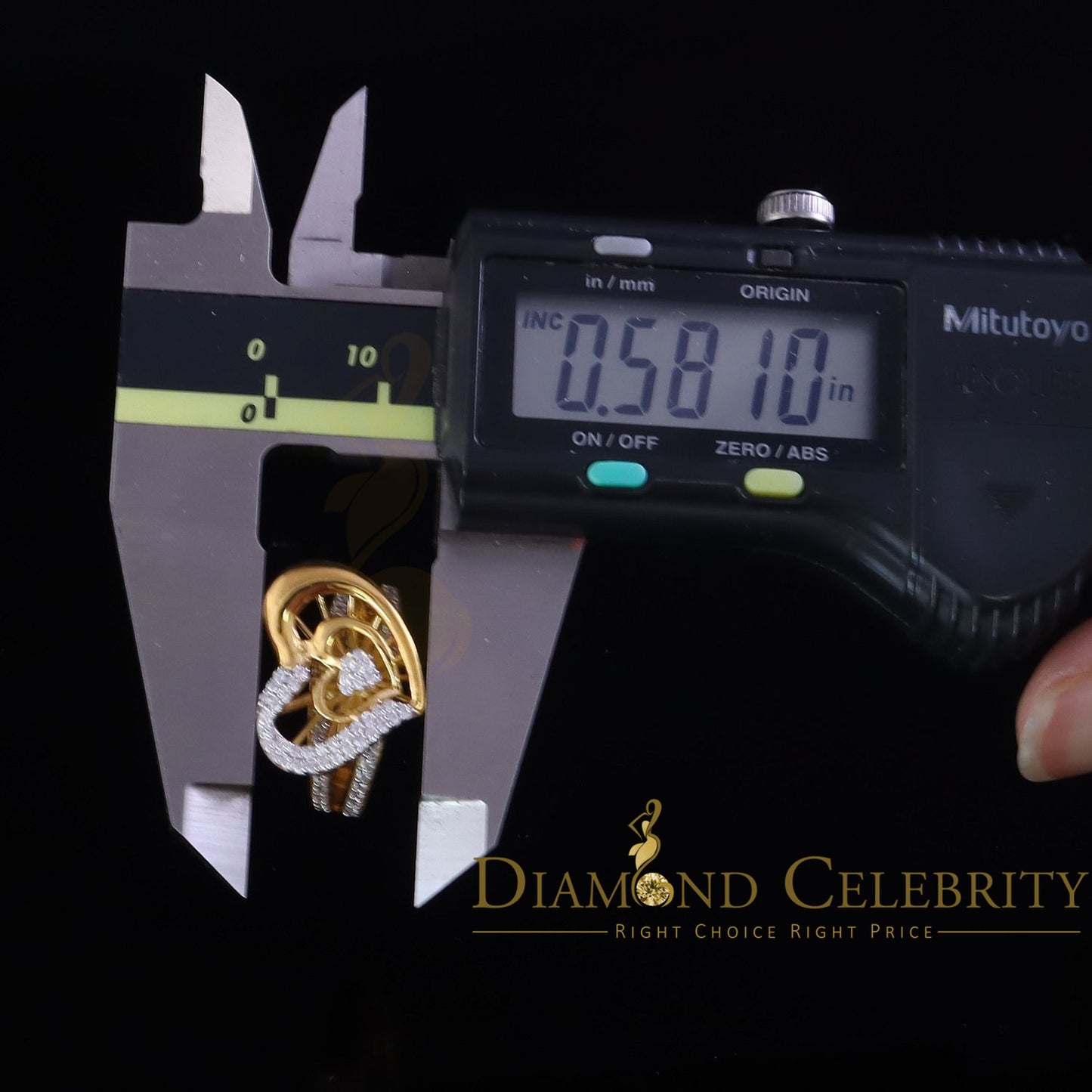 DiamondCelebritees 85 Cubic Zirconia Stones Baguette 925 Silver Yellow Dual Heart Women Ring Size 7