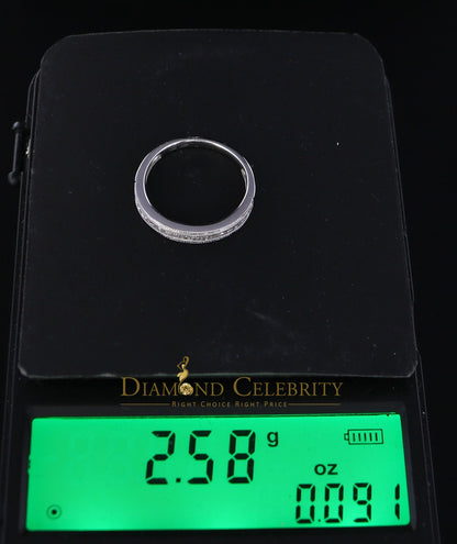 DiamondCelebritees Real 14kt White Gold with 0.20 CT Real Diamond Band Round Shape Ring Size 7