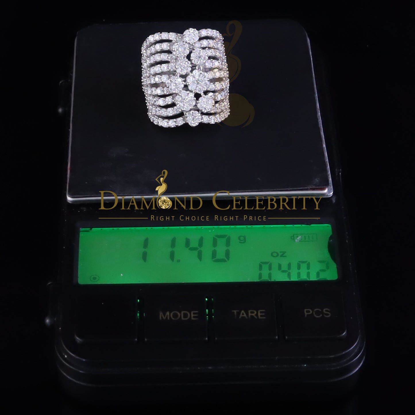 DiamondCelebritees 925 Silver White 7.00 ct Cubic Zirconia Water Fall Fashion Womens Ring Size 5.5