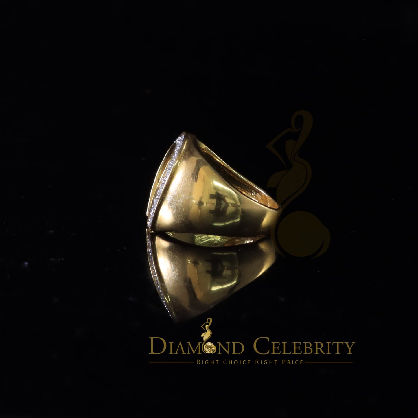 DiamondCelebritees 925 Sterling Yellow Silver Cubic Zirconia 0.26ct Horsehoe Womens Ring Size 7