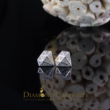 DiamondCelebritees 0.10 ct Silver Diamond White For Mens & Womens Hip Hop Stud Earring 925 Sterling