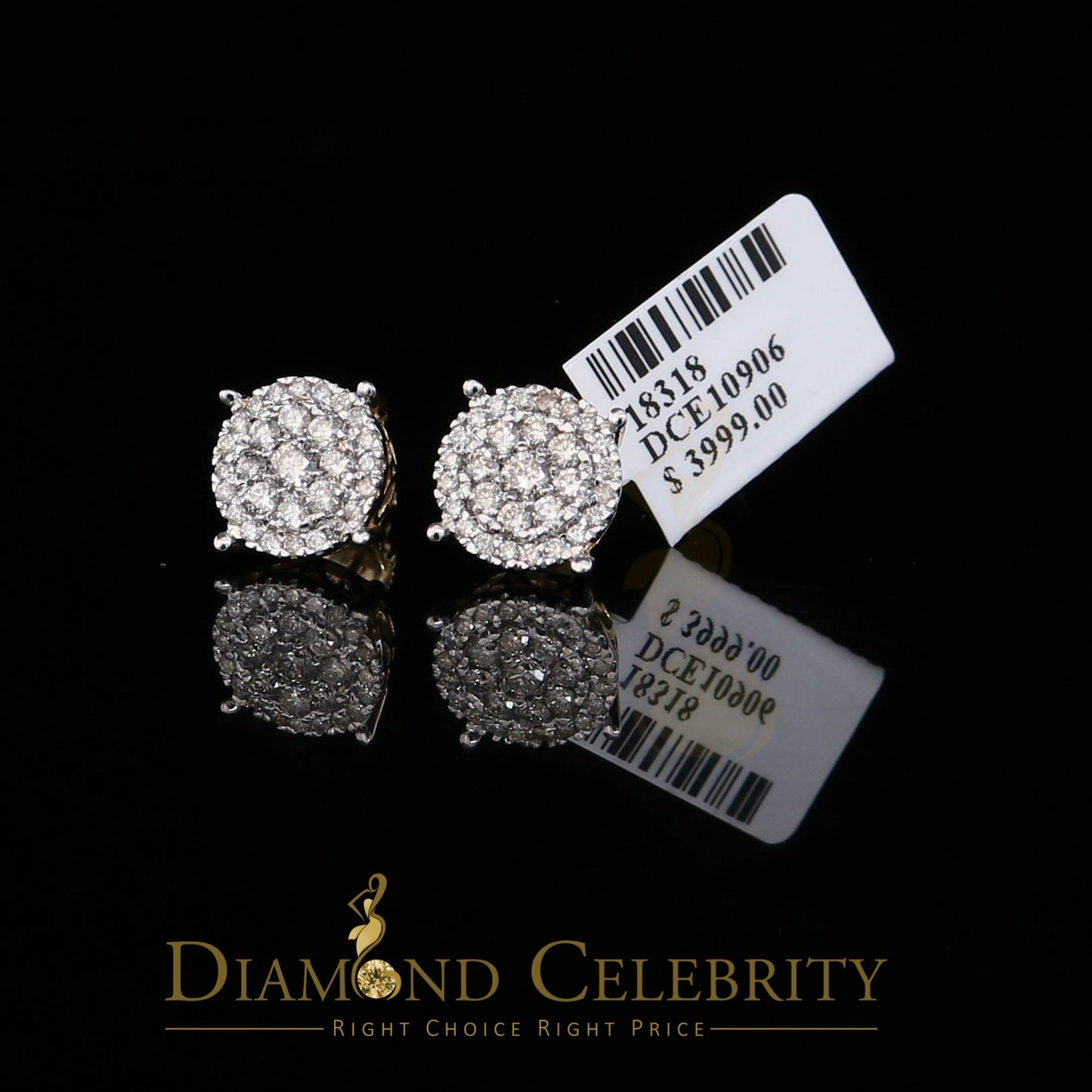 DiamondCelebritees Men's/Women's 10K Real Yellow Gold with 1.20CT Real Diamond Stud Earrings