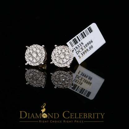 DiamondCelebritees Men's/Women's 10K Real Yellow Gold with 1.20CT Real Diamond Stud Earrings