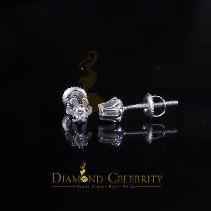 DiamondCelebritees  0.10ct Silver Cubic Zirconia European cut White Buttercup Stud Earings Women's