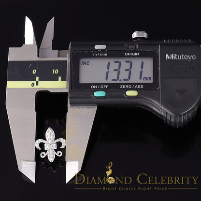 DiamondCelebritees  925 White Silver Women's Fleur de Lis Screw Back 0.36ct Cubic Zirconia Earrings