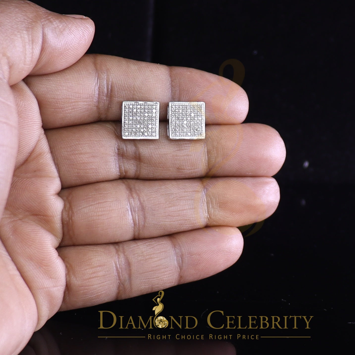 DiamondCelebritees 925 Sterling Silver 0.33ct Diamond Real For Women's & Men's White Stud Earrings