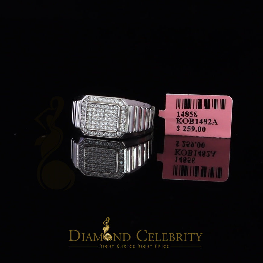 DiamondCelebritees 925 White Silver 0.75ct Cubic Zirconia Square Engagement Men's Ring Size 10