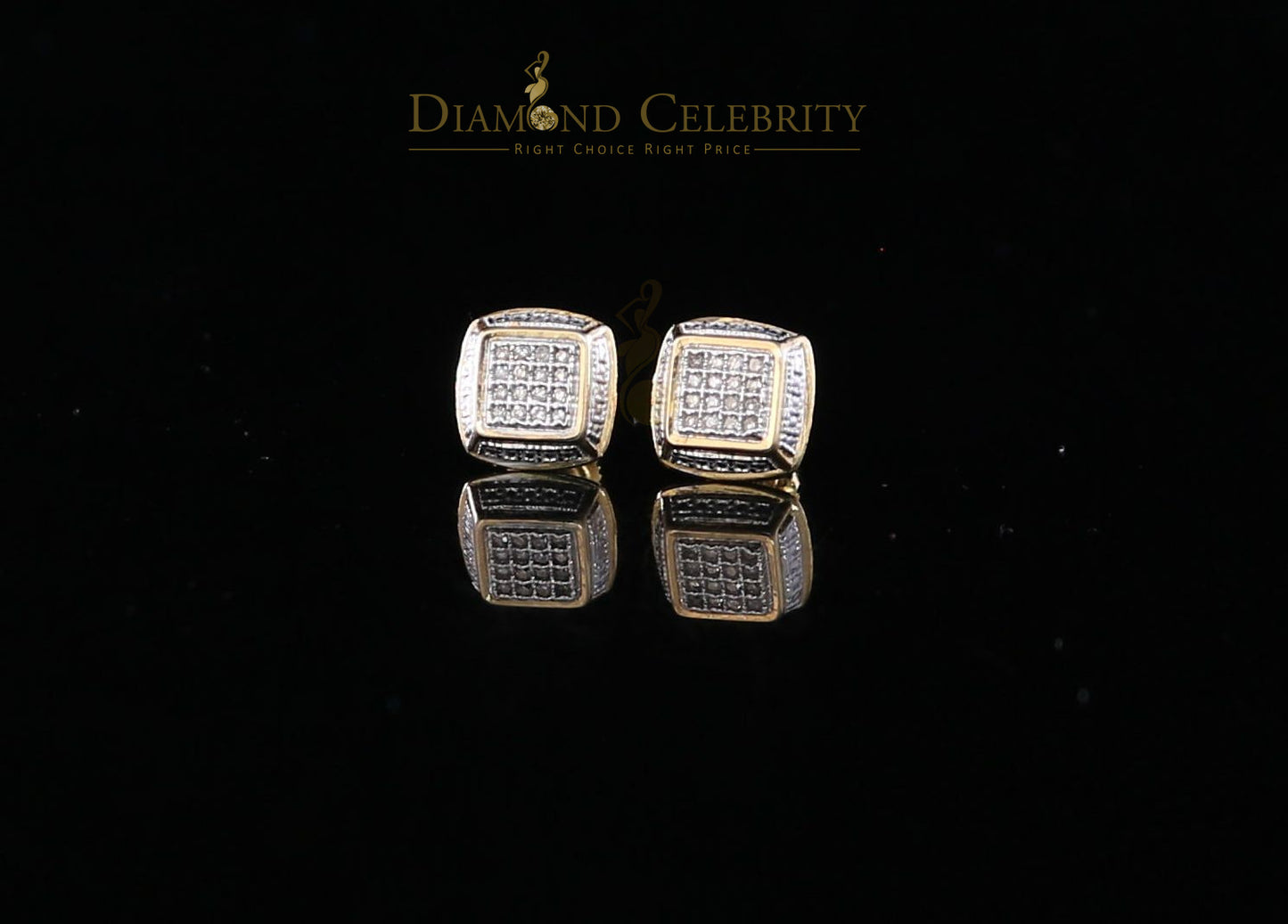 DiamondCelebritees 0.10CT Real Diamonds with 10K Real Yellow Gold Men's/Women's stud Earrings