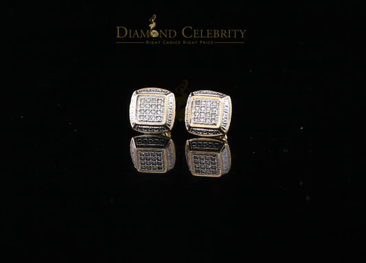 DiamondCelebritees 0.10CT Real Diamonds with 10K Real Yellow Gold Men's/Women's stud Earrings