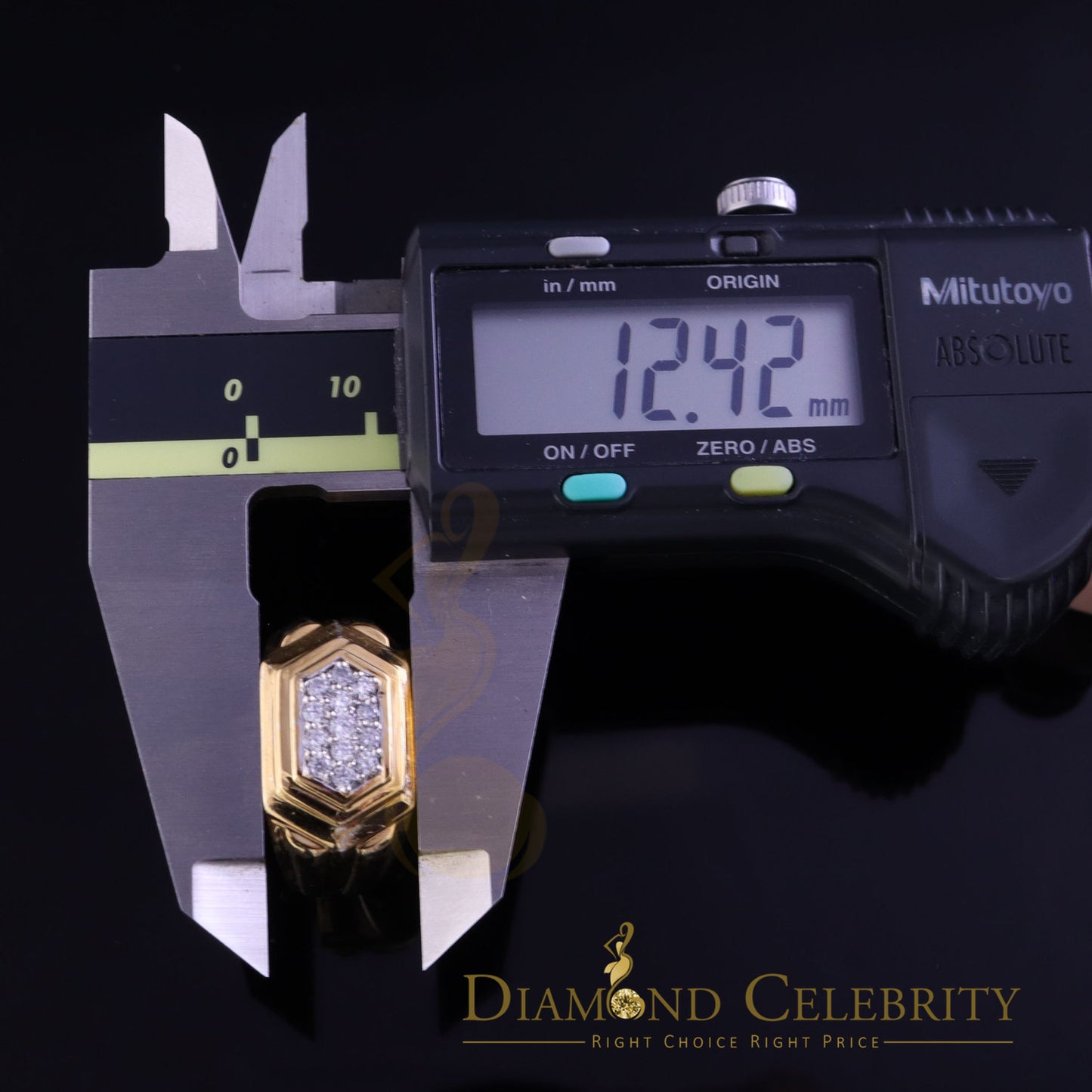 DiamondCelebritees 925 Sterling Yellow Silver 0.39ct Cubic Zirconia Hexagon Men Ring Size 9