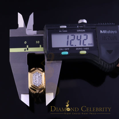 DiamondCelebritees 925 Sterling Yellow Silver 0.39ct Cubic Zirconia Hexagon Men Ring Size 9