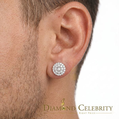 DiamondCelebritees  925 Sterling White Silver 1.86ct Cubic Zirconia Round Women's Stud Earrings