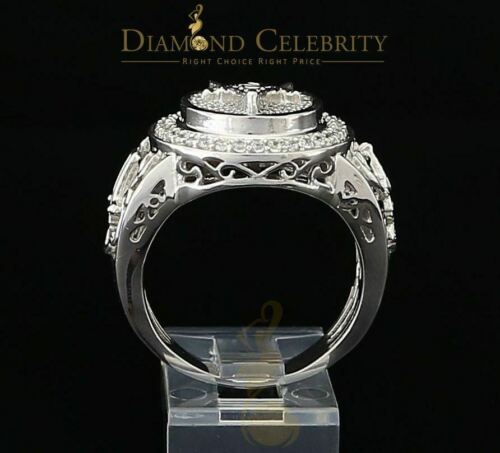 DiamondCelebritees 925 Silver White 1.75ct Cubic Zirconia Oval Wide Band Cocktail Men's Ring SZ 10