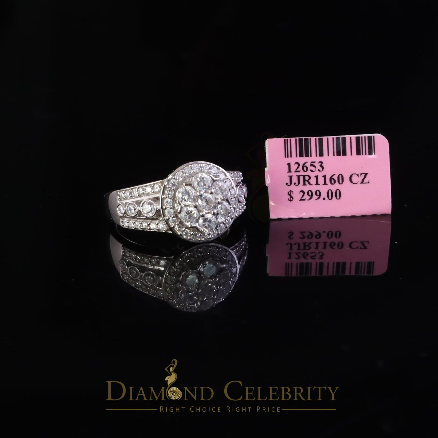 DiamondCelebritees 925 White Silver 2.10ct Cubic Zirconia Round Engagement For Women's Ring Size 07