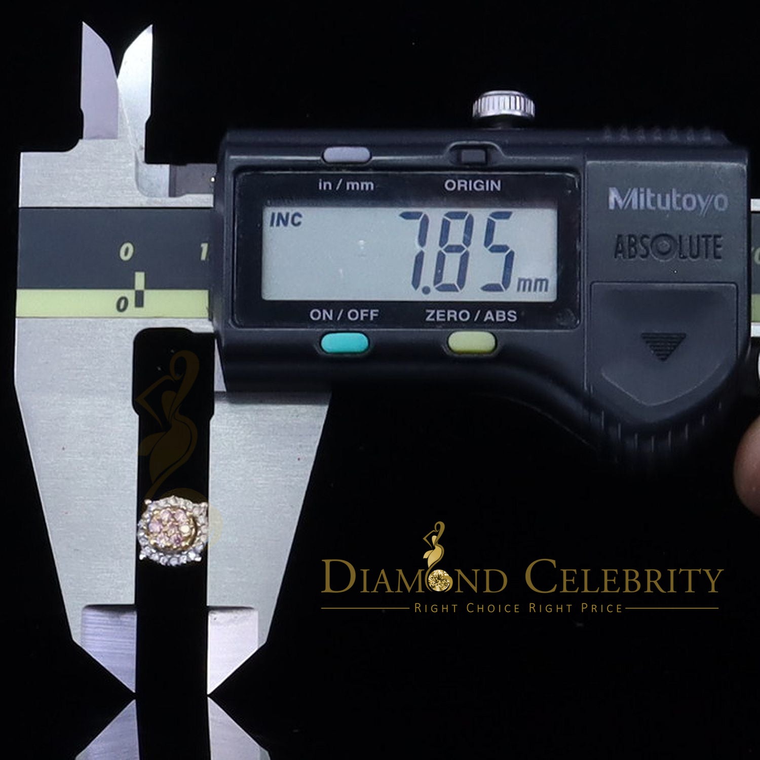 DiamondCelebritees Women's 925 Silver Yellow 0.40ct VVS 'D' Pink Moissanite Round Stud Earrings