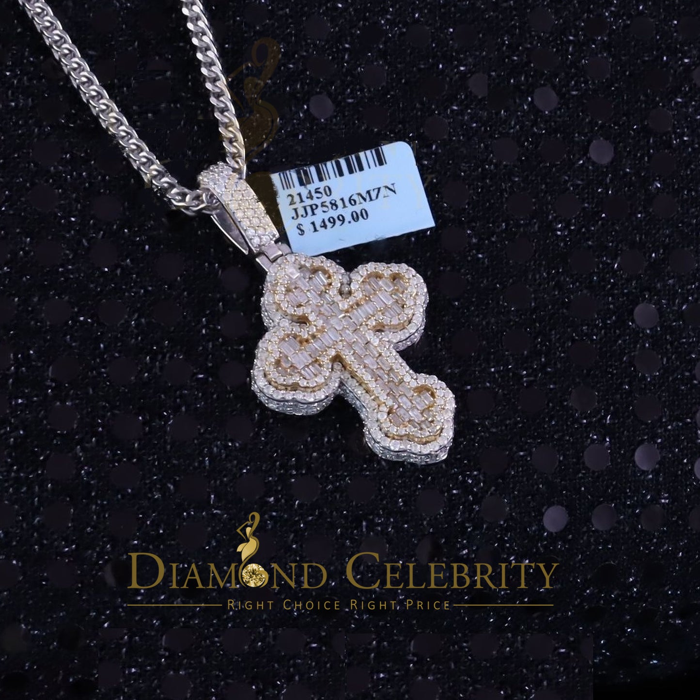 Diamondcelebritees  New Buttony Cross 925 Silver White 4.50ct VVS D Moissanite Pendant Men's/Womens