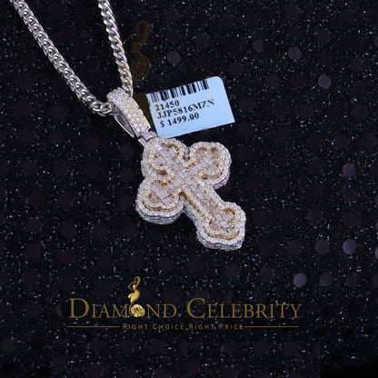 Diamondcelebritees  New Buttony Cross 925 Silver White 4.50ct VVS D Moissanite Pendant Men's/Womens