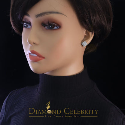 DiamondCelebritees  1.44ct Cubic Zirconia 925 White Sterling Silver Women's Hip Hop Square Earrings